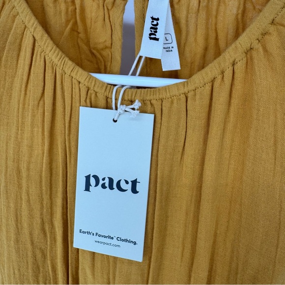 Pact 100% organic cotton bohemian feminine Mustard Midi Dress NWT - Picture 5 of 8